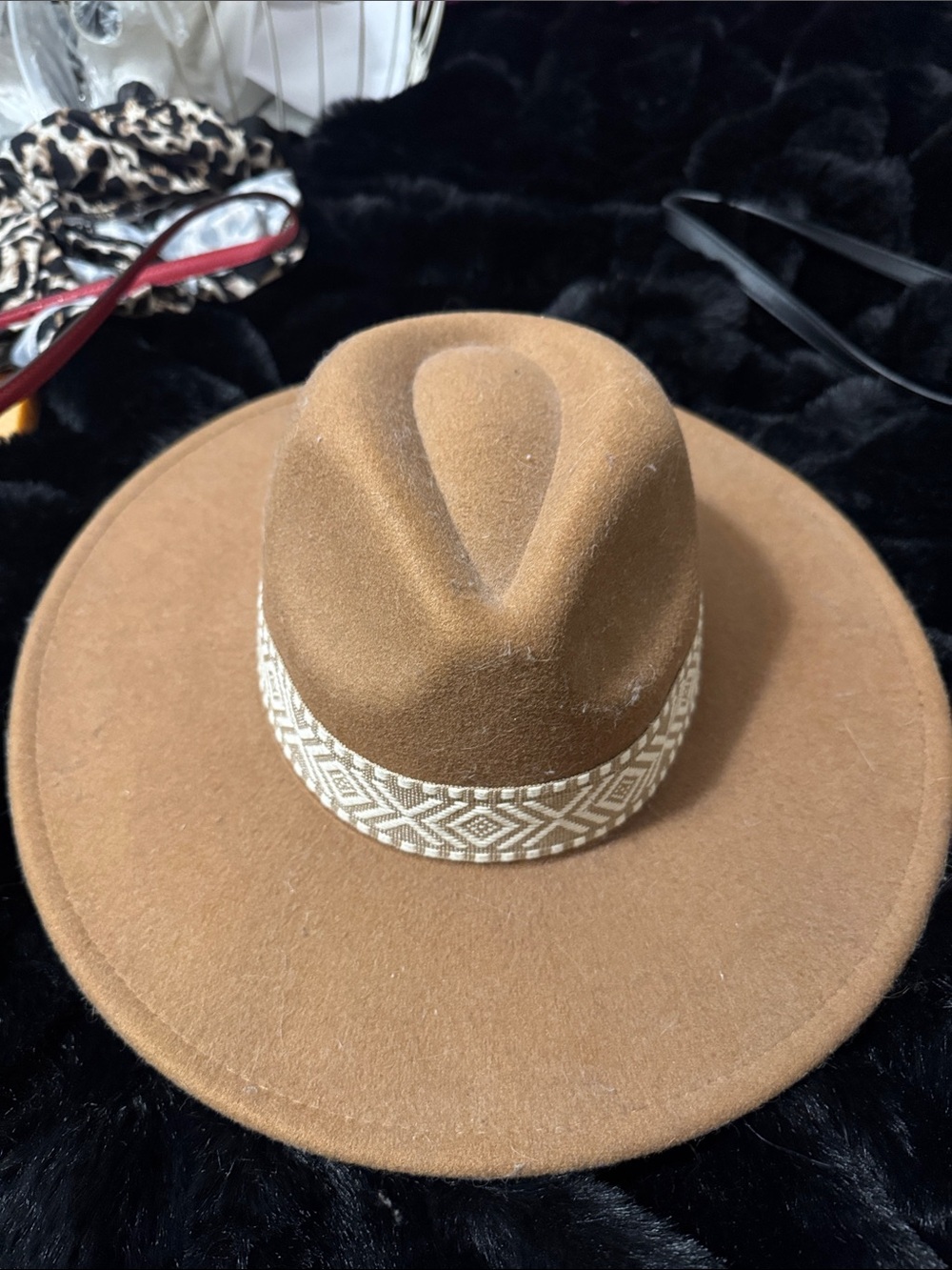 Brown Wide-Brim Fedora with Woven Band